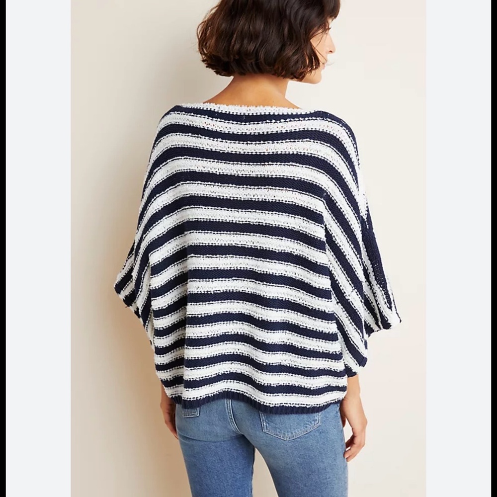 by Anthropologie Sz M/L Evie Poncho Striped Sweater - Picture 4 of 10